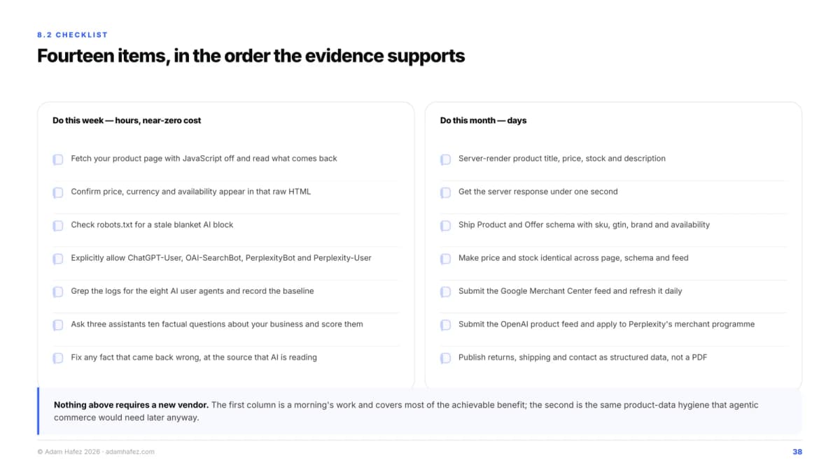 Fourteen items, in the order the evidence supports